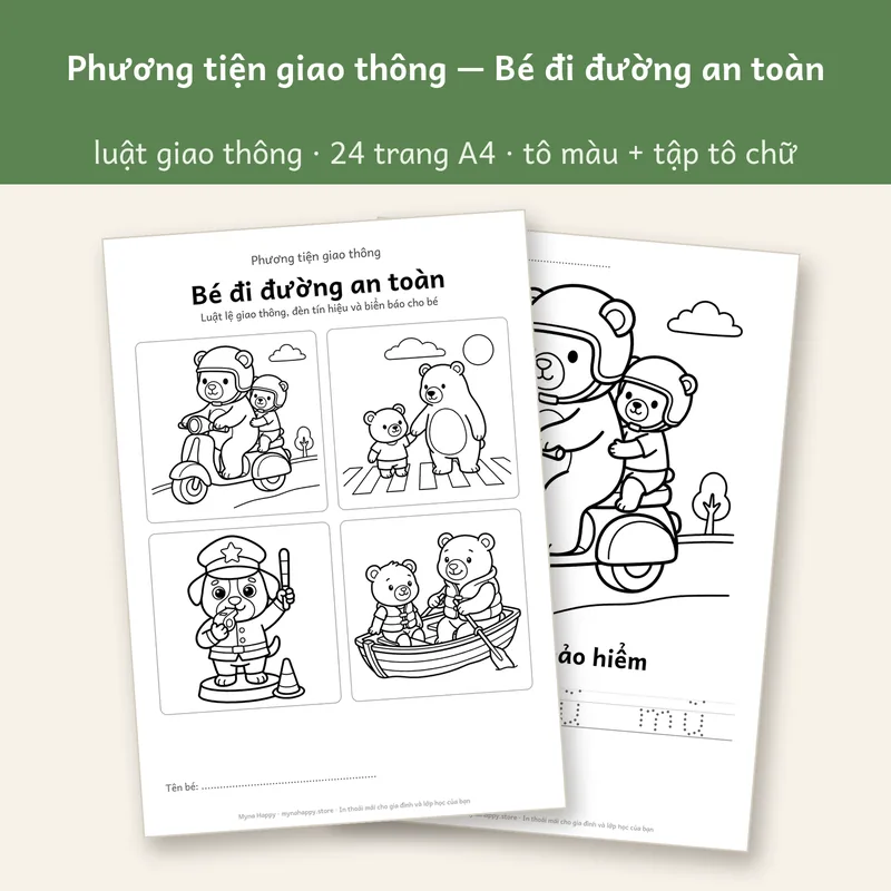Phương tiện giao thông — Bé đi đường an toàn: Luật lệ giao thông, đèn tín hiệu và biển báo cho bé