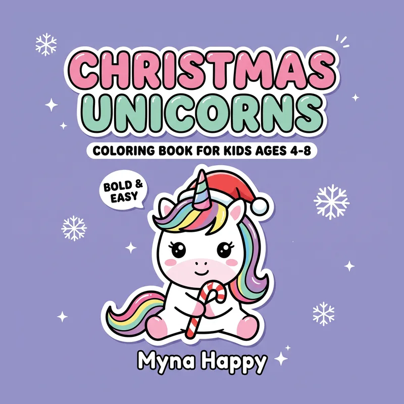 Christmas Unicorns Coloring Book for Kids Ages 4-8