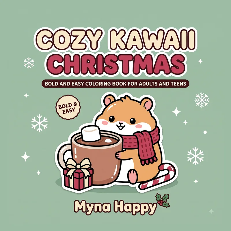 Cozy Kawaii Christmas: Bold and Easy Coloring Book for Adults and Teens