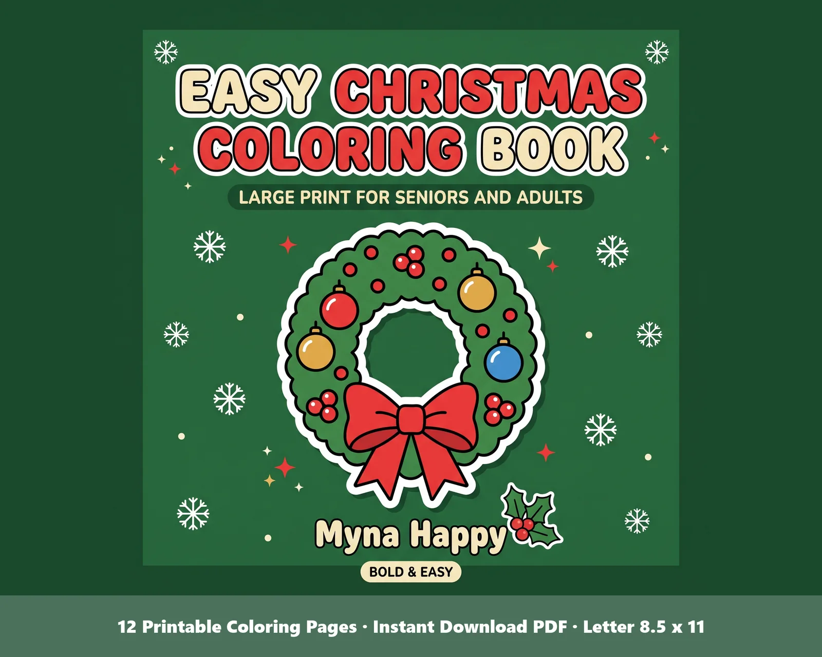 Easy Christmas Coloring Book for Seniors: Large Print, Big and Simple Designs