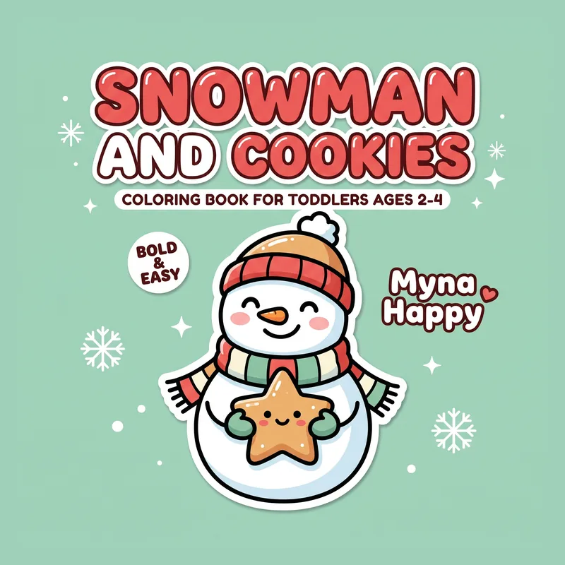 Snowman and Cookies Coloring Book for Toddlers Ages 2-4