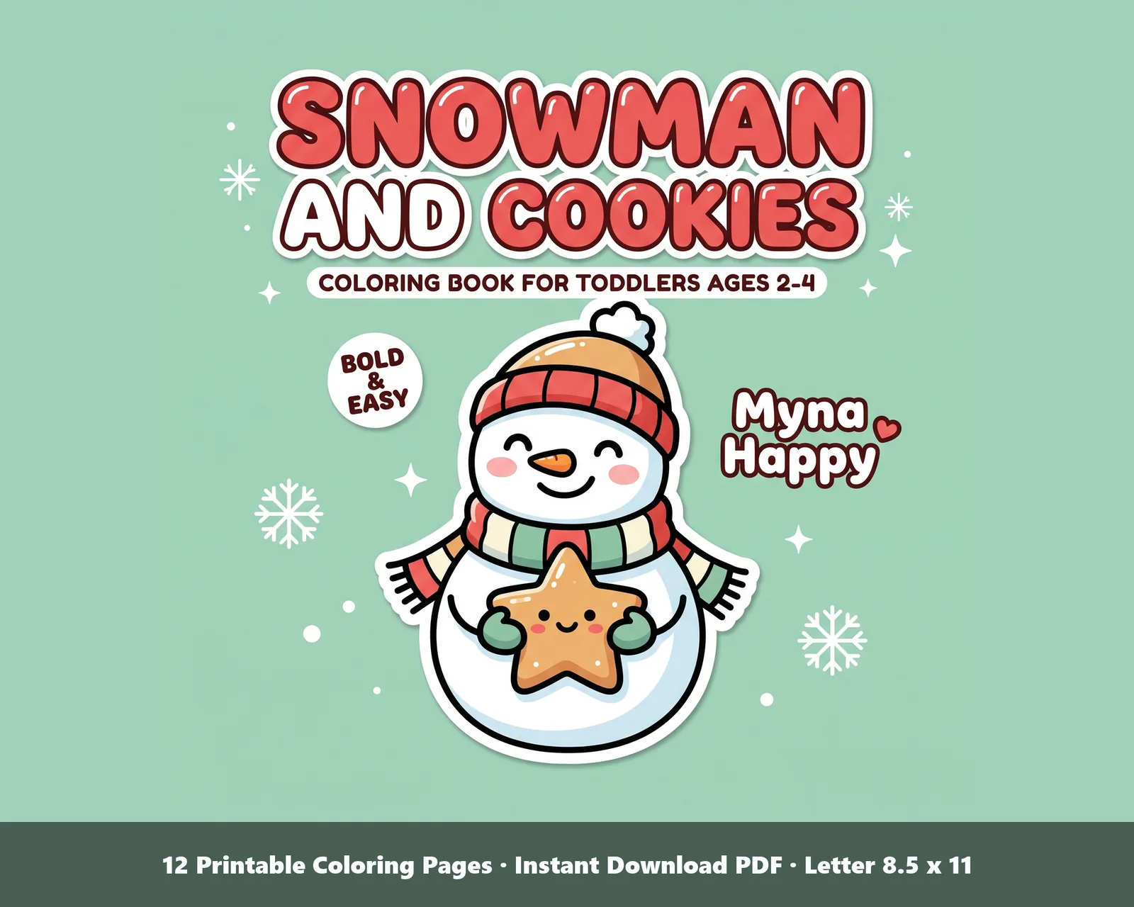 Snowman and Cookies Coloring Book for Toddlers Ages 2-4